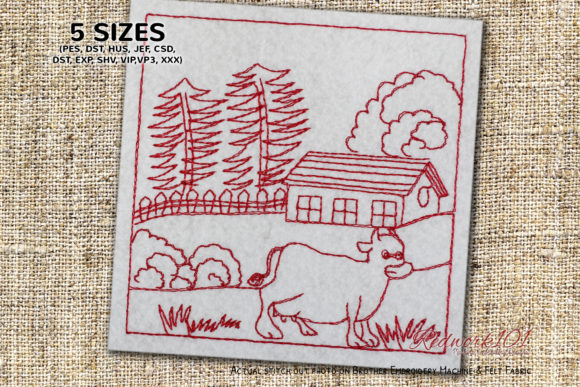 Cow in Village: A Charming Farm Animal Embroidery Design Review