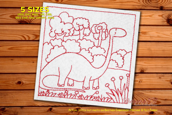 Review: Dinosaur with Long Neck in Jungle Embroidery