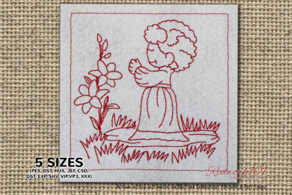 Reviewing Beautiful Girl with Flower for Holiday Embroidery